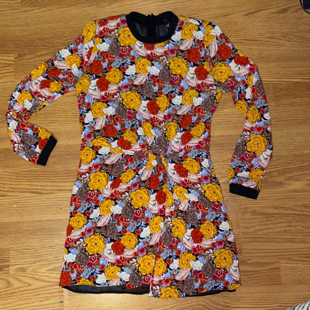 ZARA TRF floral patterned long sleeve dress